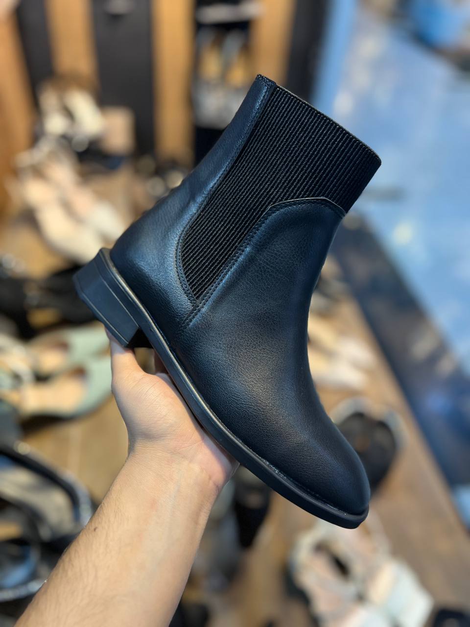 چکمه زمستانی مدل بوت پشت چرم بغل کش