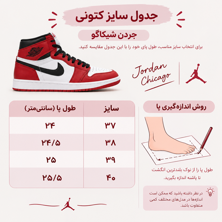 کفش کتونی روزمره ورزشی جردن ساقدار شیکاگو صورتی